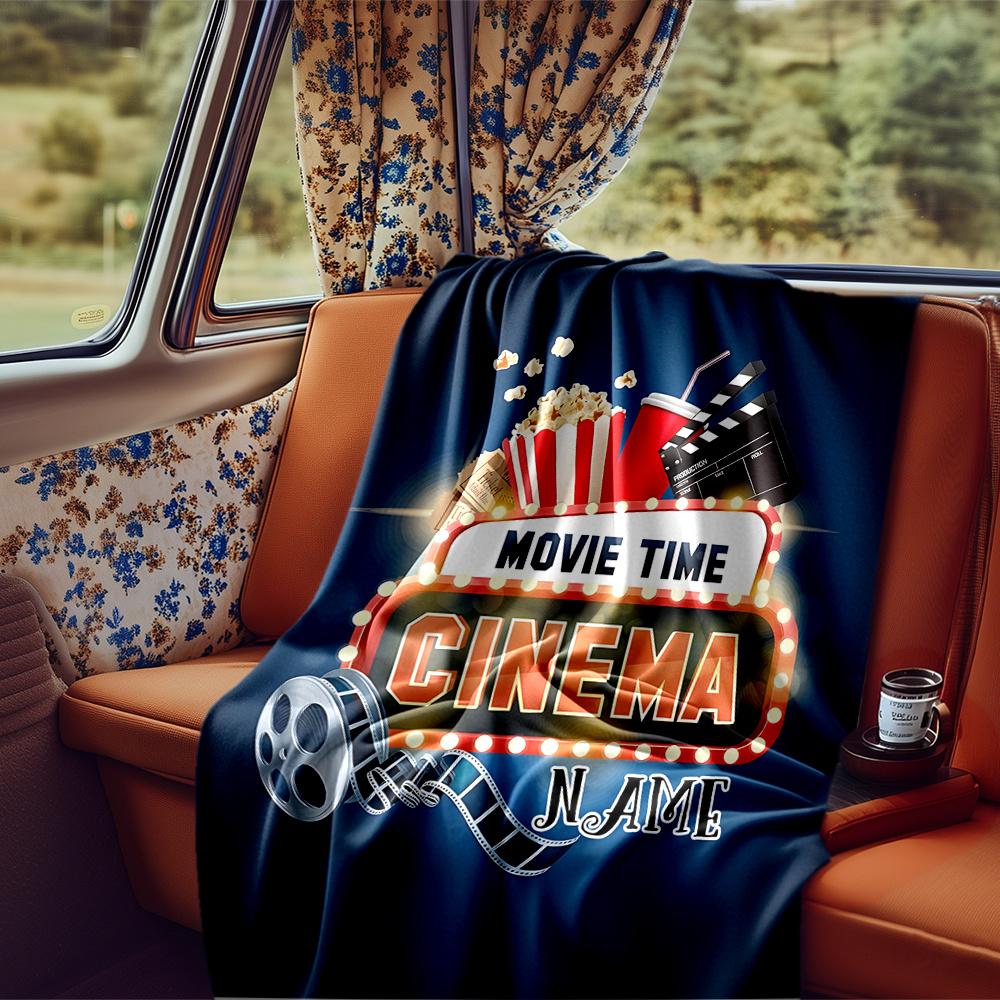 Movie Time Cinema Night Entertainment Blanketcustomize Your Name Lightweight Comfortable And Stylish Blanket For Travel Bed Home Chair Office Sofa And