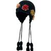 Women's Hand-Knitted Wool Hat with 3D Flowers and Tassels - Ethnic Style Ear Protection for Autumn/Winter Warmth.