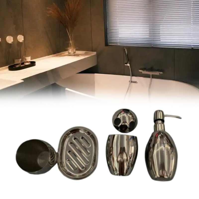 Stainless Bathroom Steel Set Storage Lotion Bottle Washbasin Cup Tool Durable