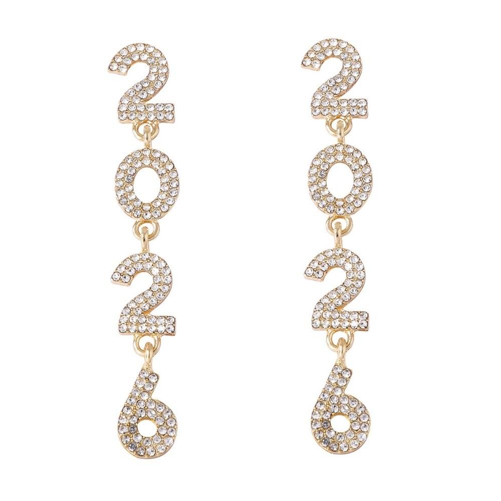 Rhinestone Happy New Year Earrings Jewelry Crystal Party Earrings Pendant 2026 Stud Earrings Girls
