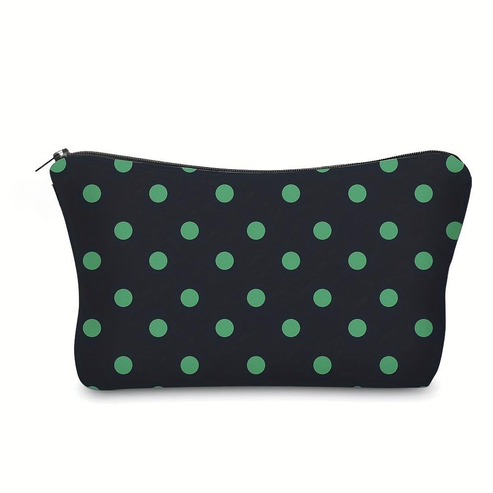 Chic Polka Dot Polyester Makeup Bag Cute Fashionable Cosmetic Pouch with Zipper, Portable Travel Organizer Gift Toiletry Bag