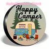 Polyester Happy Camper Universelle Ersatzradabdeckung, Wetterbeständiger Radschutz für Wohnmobil, Anhänger, LKW, SUV mit Staubschutz