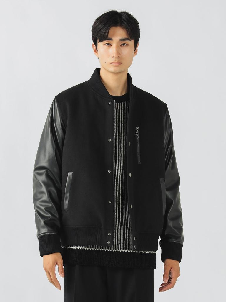 Beams Heart Stadium Chest Zip Size 42180080147 Men's Blouson, TRIPLE_BLACK, L,