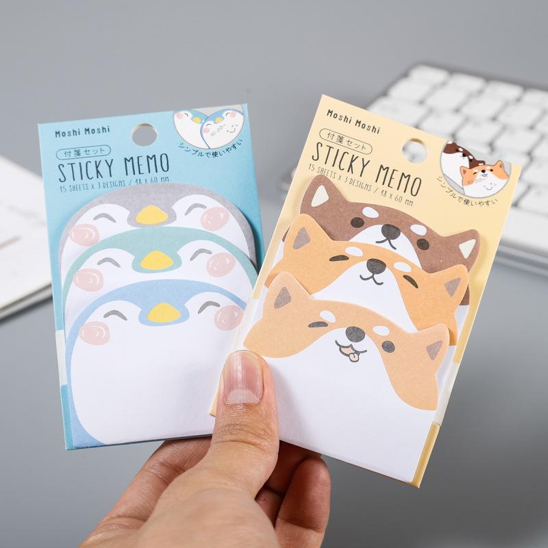 270 Sheets 6 Pads Cute Cartoon Sticky Notes Kawaii Animals Shape Markers Flags Self-Stick Memo Pads Office Gifts Tab Supplies