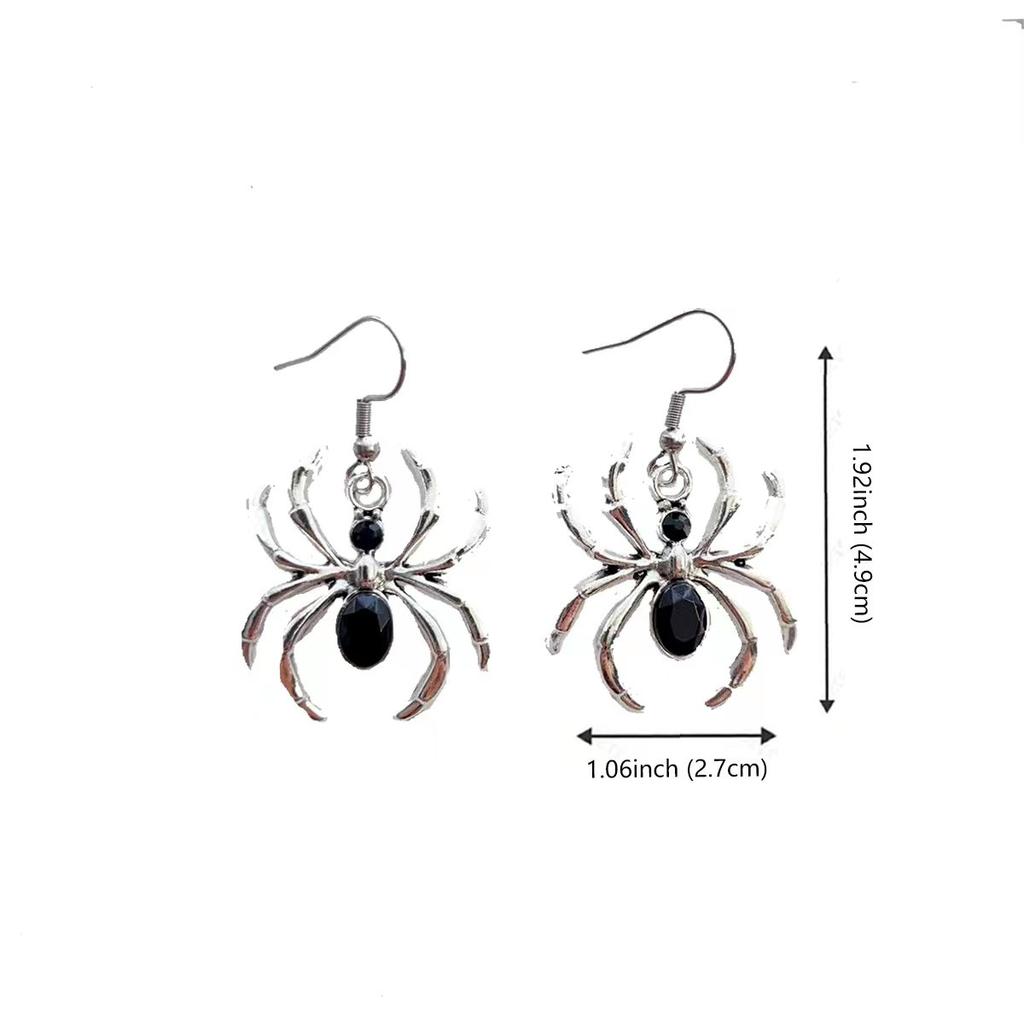 Fashion exaggeration personality dark Gothic punk alloy spider earrings Pendant pendant earrings women's accessories