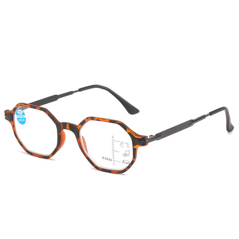 Anti-Blue Reading Glasses Multi-Focus Far And Near Dual-Purpose Fashionable Polygonal Reading Glasses