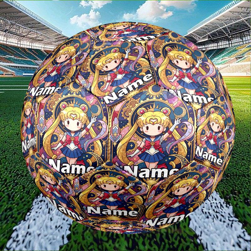 Custom Name Personalized Sailor Moon Print Size 5 Soccer Ball Training & Match Football, for Team, Kicking, Gift for Football Enthusiasts