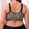 Soutien-gorge pour femme grande taille à boucle avant imprimé léopard avec bretelles réglables