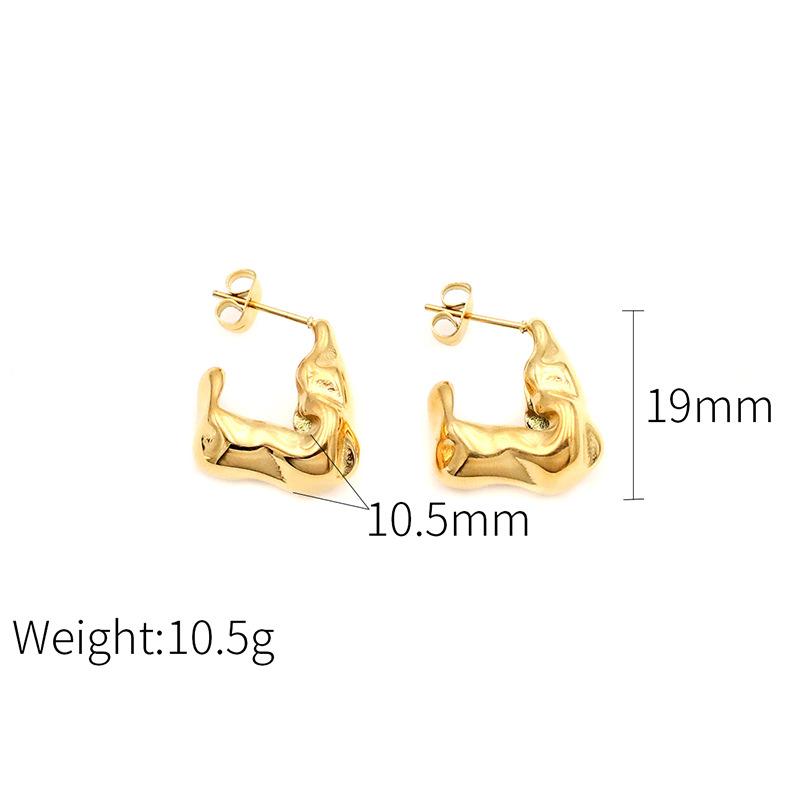 Personalized Irregular Titanium Steel Earrings Premium 18K Gold Geometric Embossed Stud Earrings Jewelry