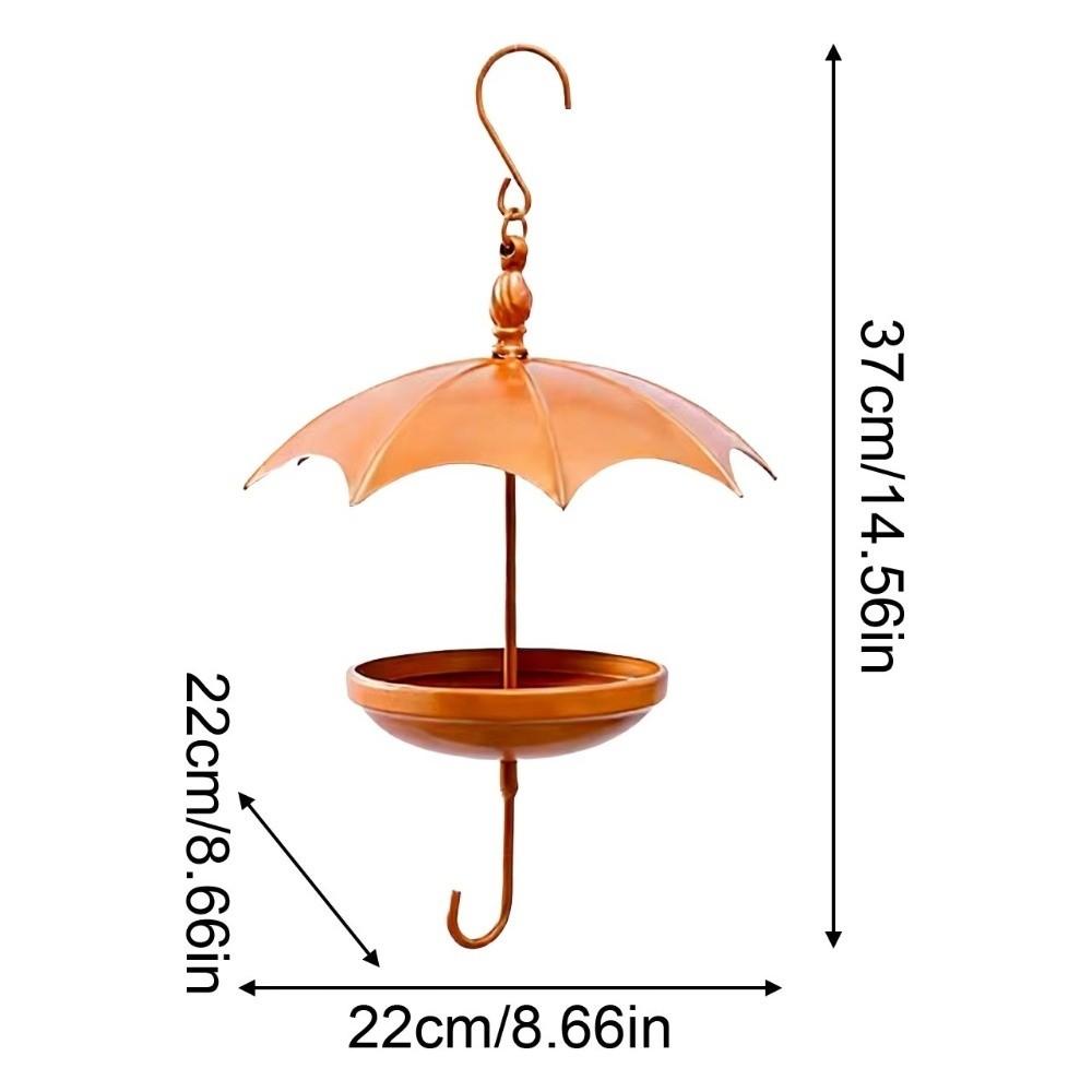 Rustic Hanging Platform Feeder Iron Bird Rest Station Umbrella-Shaped Bird Feeder Garden