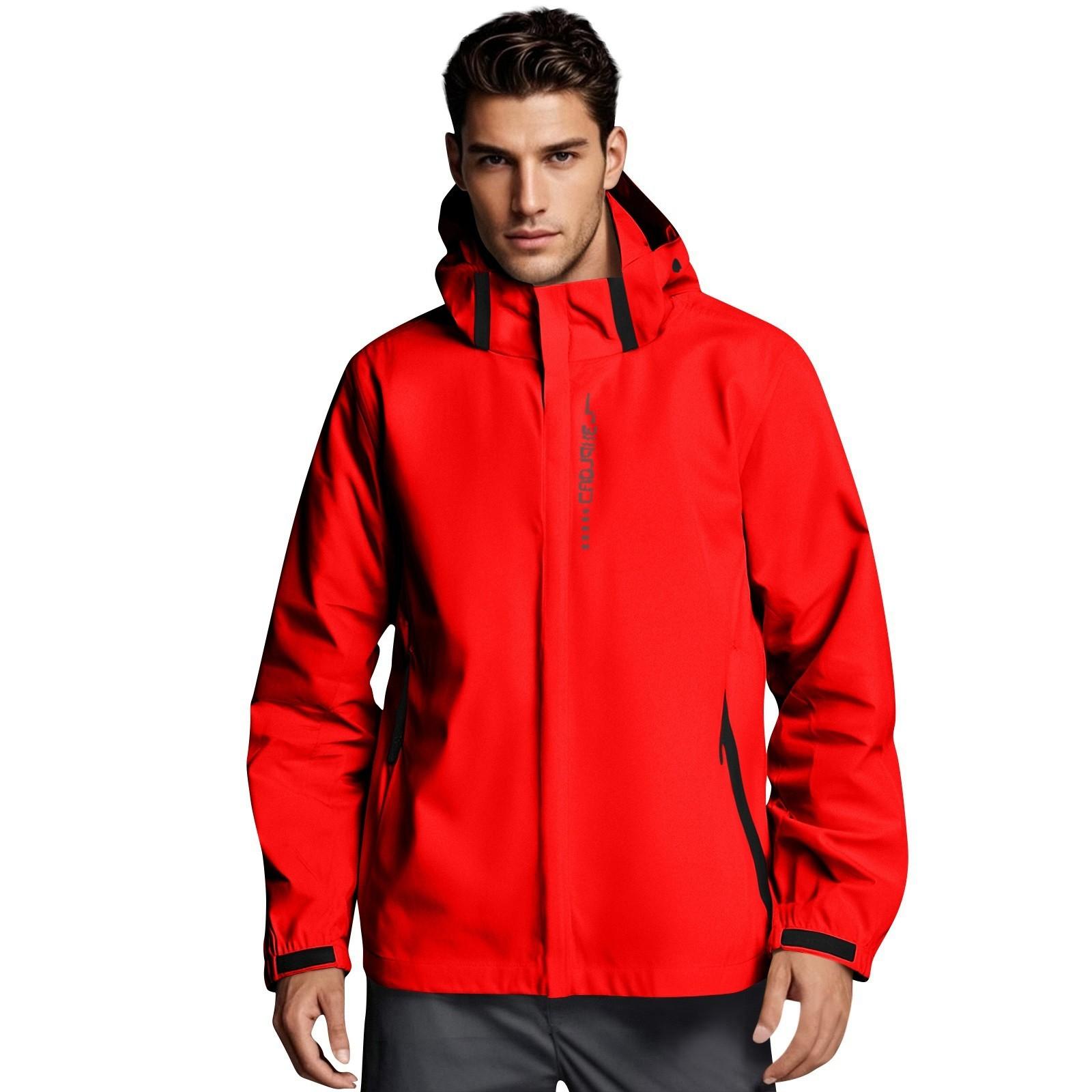 

Чоловіча однотонна смугаста дощова куртка на відкритому повітрі плюс водонепроникний дощовик з капюшоном XXL червоний