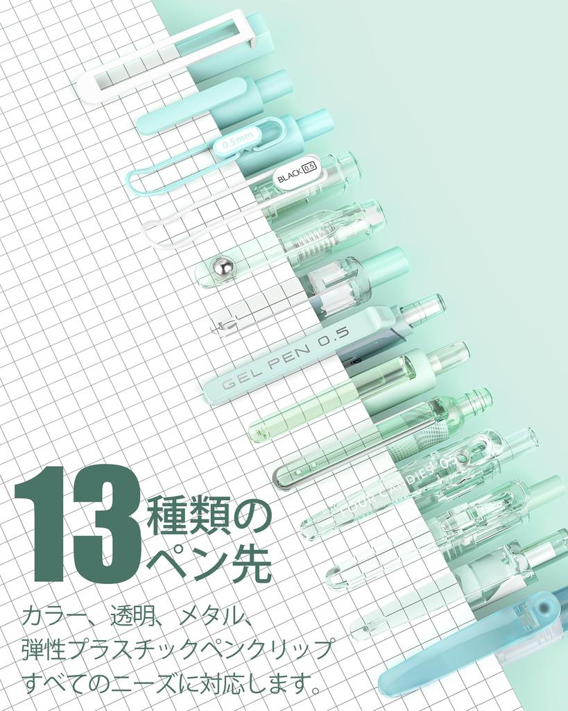 Four Candies Gel Pen Cute Gel 12 Ballpoint Pens 2 Perfect for and Student Supplies Green Set, Notebook-Style Pens, 0.5mm & Highlighters,