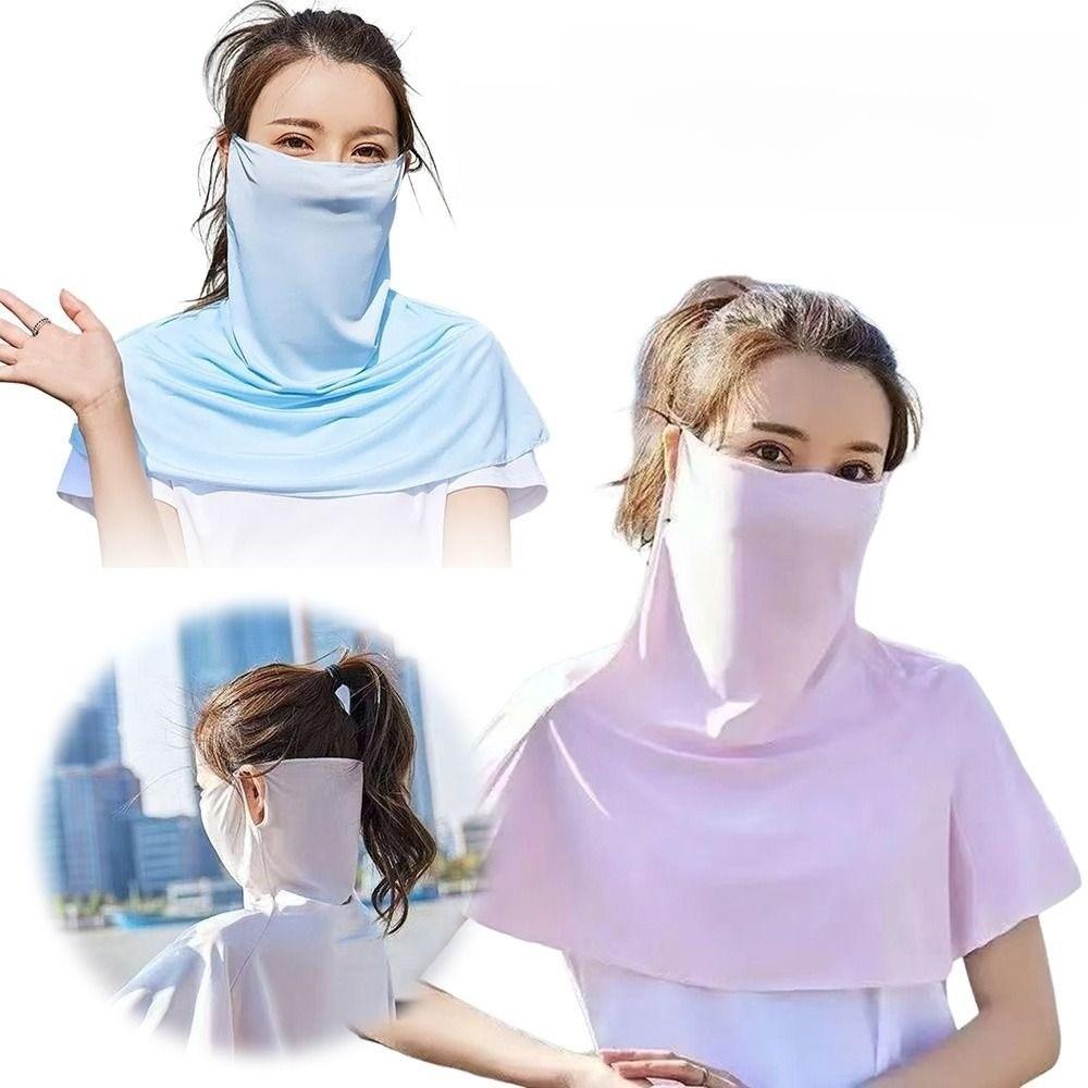 Anti-UV Ice Silk Sun Hat Breathable Mesh Quick Drying Sunscreen Face Cover Sun Protection Ice Silk Sunscreen Hat Neck Protection