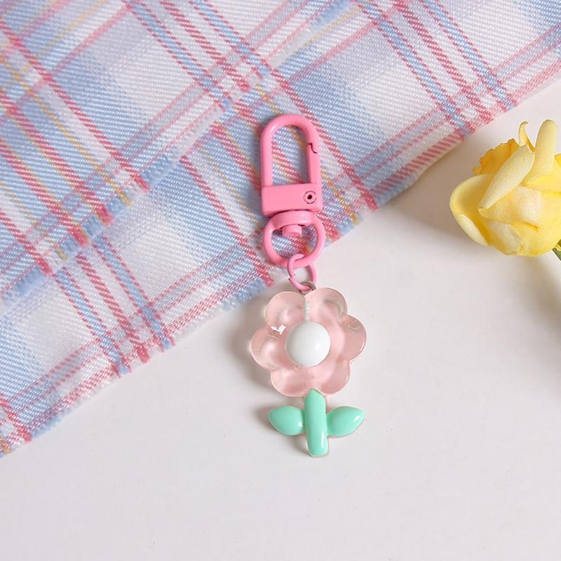 Colorful Resin Flower Keychain Charming Resin Flower Keychain with Tulips Designs for Bag Hanging Decoration