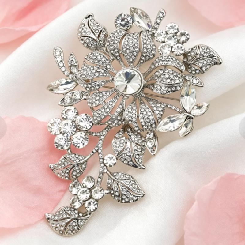 Sparkly Rhinestone Flower Brooch Pins Multicolor Exquisite Design Corsage Jewelry Accessories For Wedding Party Daily Wear
