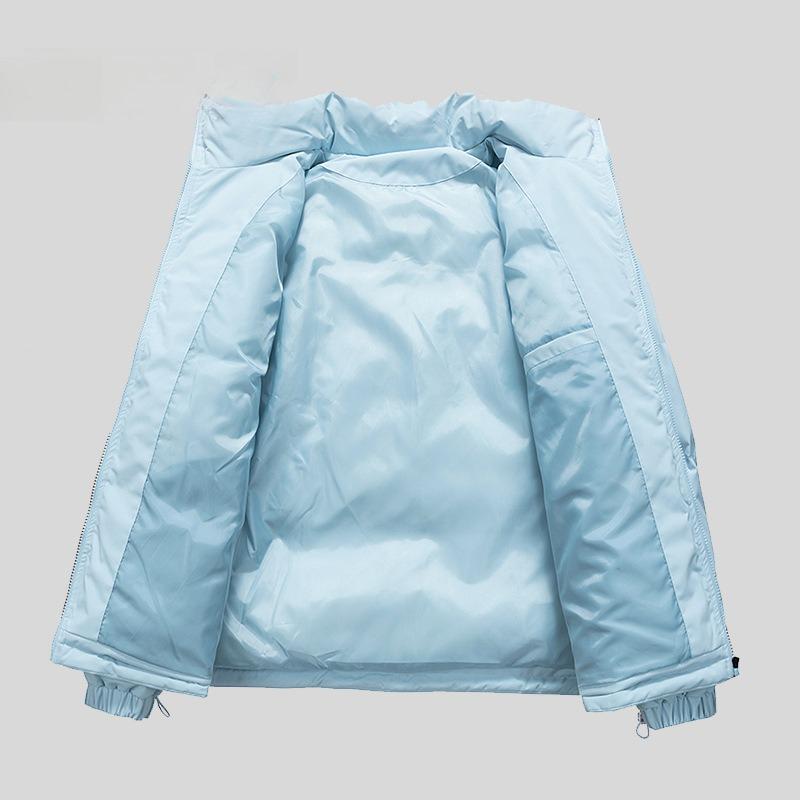 Stand-up Collar Cotton Clothing Men and Women Paragraph Winter Thickened Loose Cotton Jacket Couple Models Solid Color Bread Clothing Cotton Coat