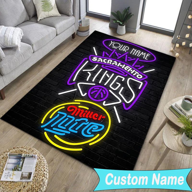 Custom NameSacramento Basketball Logo Carpet, Indoor Rug, Chair Rug, Living Rooms, Doormat Made From Polyester Home Decor Birthday Christmas Gifts
