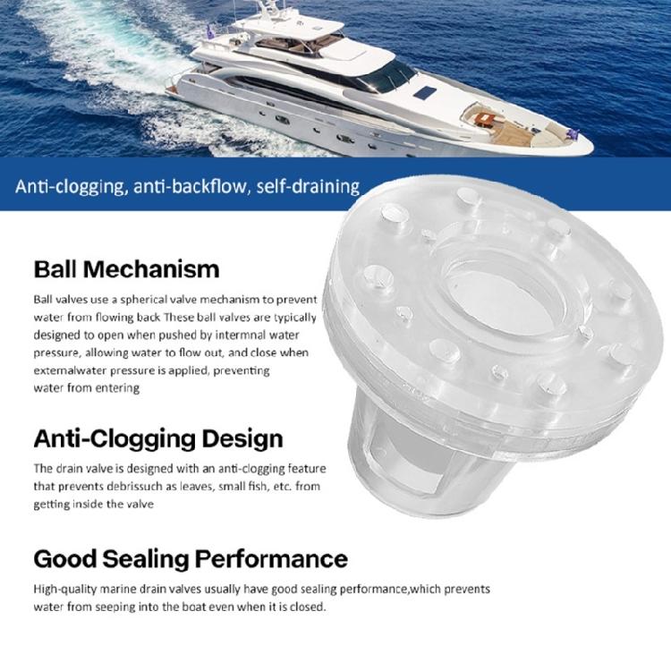 Replacement Bailing Scuppers Fits Over 1-1/8in Tubes Marine Valves Ball Drain Plug Boat Self Bailing Ball Scupper Valves