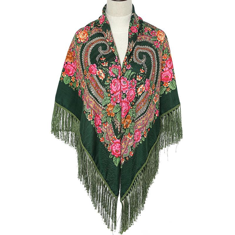 Ethnic Style Shawl Women s Versatile Printed Tassel Scarf Autumn And Winter Retro Shawl