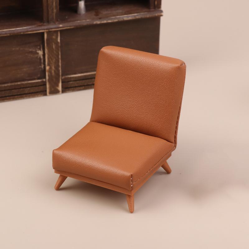 

1:12 Scale Dollhouse Miniature Single Pu Leather Sofa Chair Doll House Living Room Furniture Model For Diy Scene Decoration коричневый