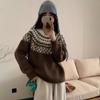 Vintage Versatile Fair Island Knitted Pullover Women's Autumn and Winter Soft Waxy Loose Lazy Christmas Knitted Sweater Top Women