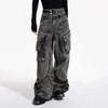 Calças Jeans Góticas Masculinas Y2k Bolso Grande Calças Cargo Streetwear Moda Juventude Japonesa Campus Perna Larga Calças Casuais Masculinas Roupas Masculinas