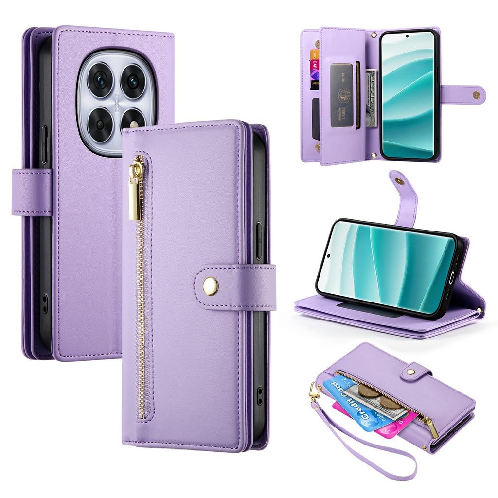For Xiaomi Poco M8 5G/Redmi Note 15 5G (Global) Case Zipper Pocket Wallet Leather Phone Cover with Straps
