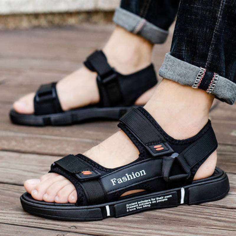 Summer new men's sandals men's trend casual black youth driving waterproof beach shoes dual-purpose cool slippers men