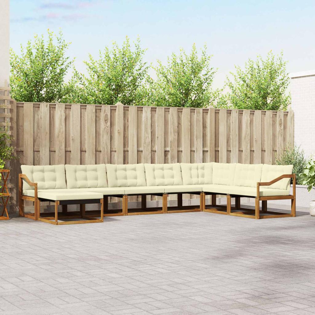 Outdoor Sofa Set with Cushions 8 Pcs Natural and Cream