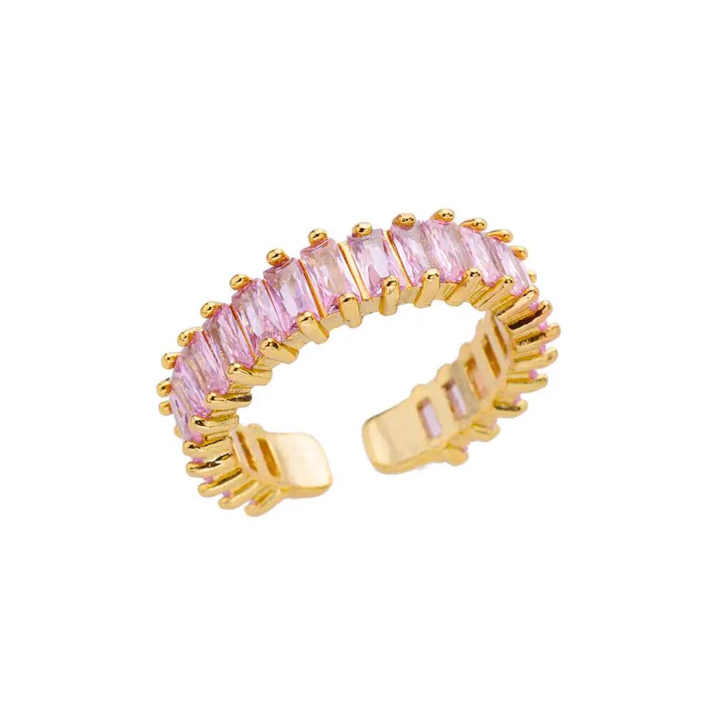 Geometric Colorful Zircon Gold Ring for Women