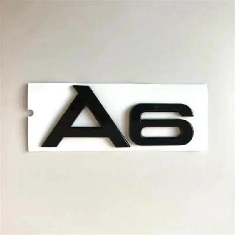 For AUDI A6 New 2020-2023 4 Ring Logo Black ABS Car Hood Front Grill & Rear Trunk Emblem Sticker A6 Quattro Mark Accessories