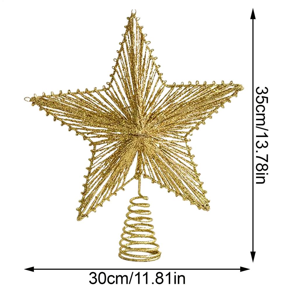 Christmas Tree Top Decoration Metal Star Shaped Gold Shining Tree Top Decoration With Sparkling Design Christmas Tree Topper