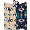 Boho Evil Eye Print Flannel Throw Blanket Super Soft Microfiber Plush Warm Lightweight Bed Sofa Couch Blankets Portable Travel