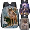 Howling Wolf School Backpack Kids Kindergarten Bags Animals Girls Boys Bookbag Angry Wolf Schoolbag Cosmic Wolf Rucksack Mochila