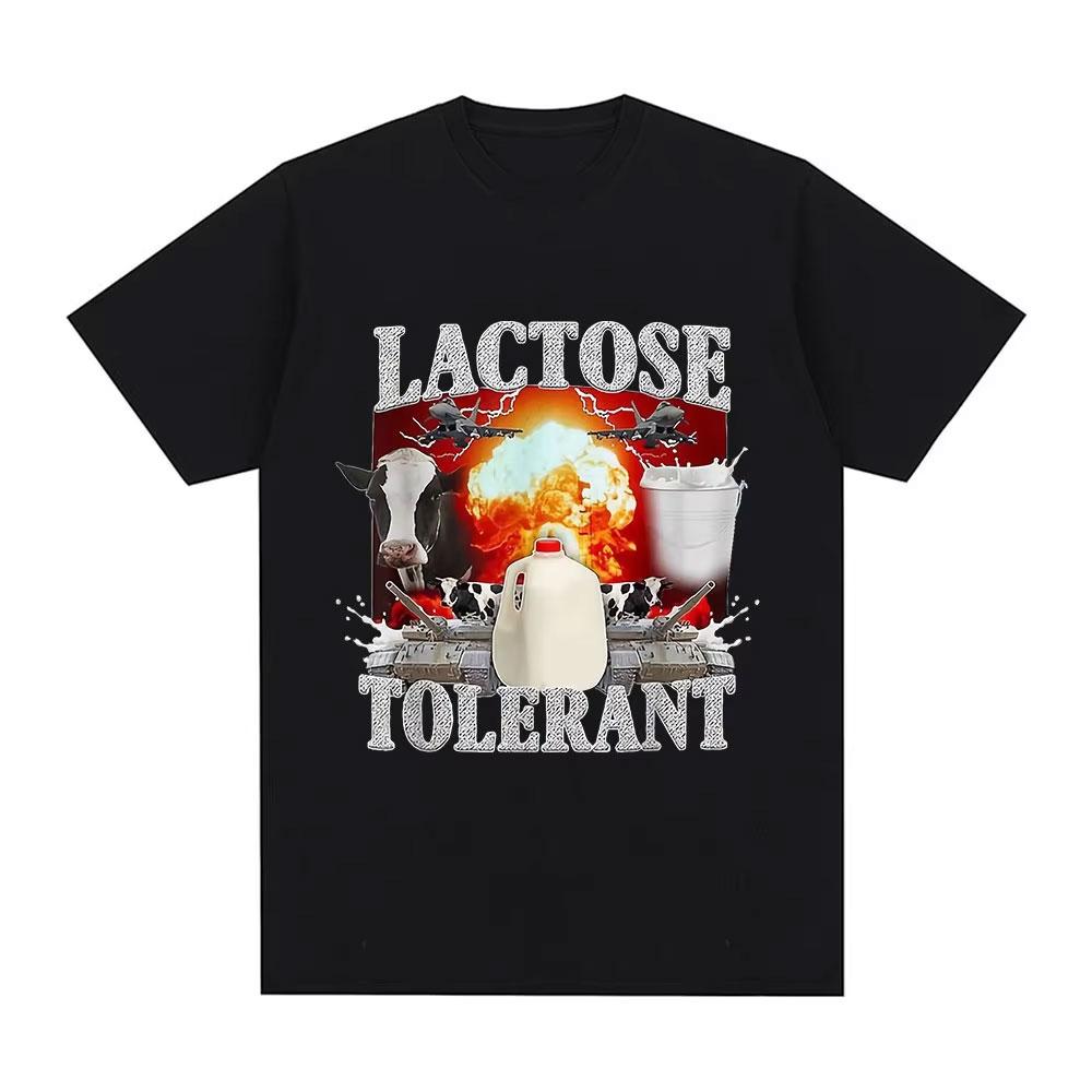 Lactose Intolerant Funny Meme Tee Shirt Men Women's Vintage Casual Short Sleeve T-shirt 100% Cotton Oversized Humor T Shirt Tops