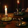 Retro Metal Taper Candle Holder European Retro Handheld Small Candlestick Crafts Bronze Table Candle Holder Home Decor