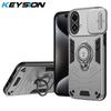 KEYSION Shockproof Armor Case for ZTE Blade A35E Slide Camera Lens Protection Ring Stand Phone Back Cover for ZTE Blade A35E 4G
