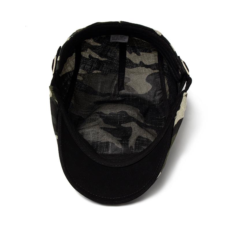 Men’s Beret-Style Summer Lightweight Camouflage Cotton-Linen Sun Hat; Women’s British-Style Outdoor Cap