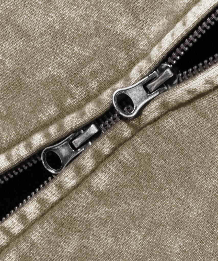 Felpa con zip oversized effetto distressed pigmentato Trillion [Kaki Chiaro]