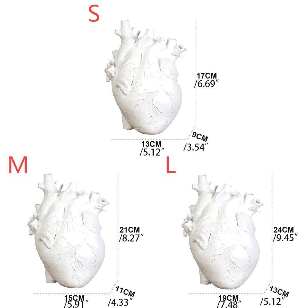 Art Style Heart Shape Flower Vase Heart Shape Flower Plant Container Vase Resin Ornaments  Gift