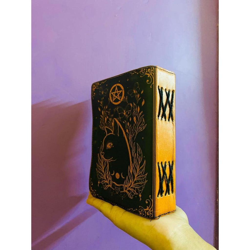 Leather Handcrafted Journal Diary Celtic Cat Printed Office and Personal Use Travel Planner Unruled Artist Sketchbook Writing Diary With C-Lock Brass