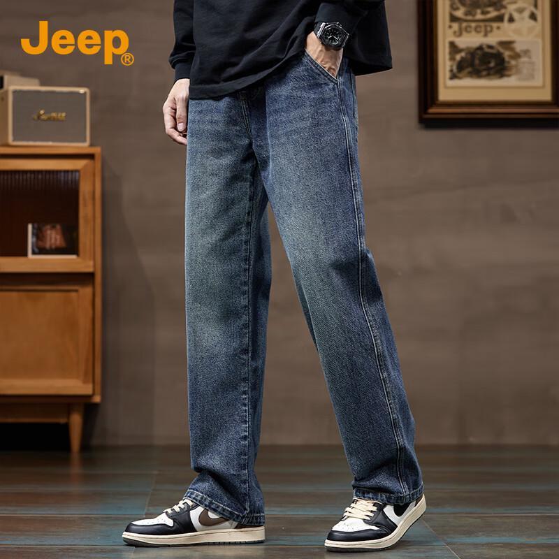Jeep Men's 2025 A/W Loose Straight Fit Denim Jeans
