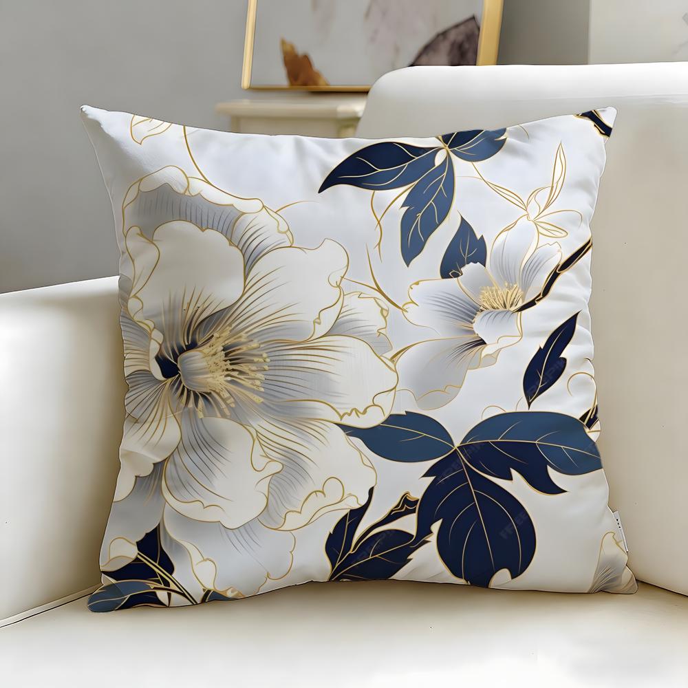 Chinese Traditional Floral Cushion Cover Soft  EasyWash Pillow Case  Versatile for Couch Bed Travel and Office