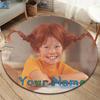 Pippi Longstocking Custom Name Round Area Rug,Carpet Rug for Living Room Bedroom Sofa Playroom Decor,Non-slip Floor Mat