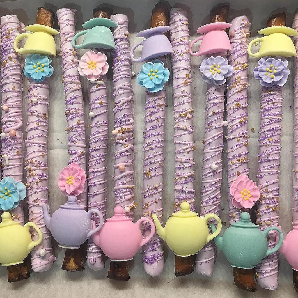 Tea Party Silicone Molds 2 Pcs, Afternoon Tea Chocolate Fondant Mold for Cake Decoration, Candy Sugar, Cupcake Topper, Cake Pop, Popsicle, Polymer