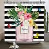 Ladies Perfume Flower Print Shower Curtain Fashion Bathroom Curtains Fashion Girly Women Polyester Bath Curtain Decor With Hooks