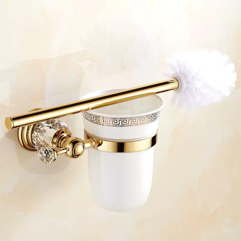 Spazzolino da Toilette in Acciaio Inossidabile Portaspazzolino per la Pulizia del Bagno con Serie Cristallo Oro Forniture Sanitarie in Ceramica Set Spazzolino da Toilette