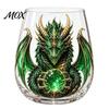 Fantasy Themed Drinking Cups Mythic Dragon Glass Art Cup, 3D Sculpted with Crystal Ball, Handcrafted Style 400ml Whiskey Tumbler for Bourbon