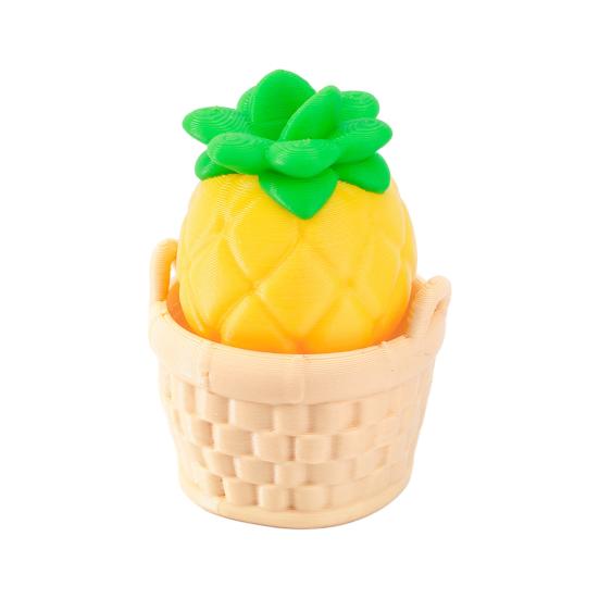 3D Printed Fruit Fidget Clicker Toy, Cute Press Button Sensory Toy, Miniature Fruit Basket Stress Relief Toy for Office Desk