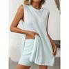 Women's Spring and Summer Fashion Casual Knitted Sleeveless Shorts Sweater Trousers Set